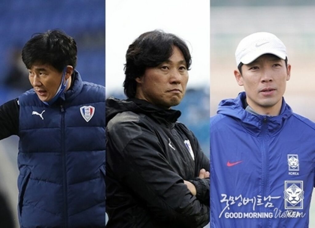 Park Gun-ha, Choi Sung-young, Cho Yong-hyung, những trợ lý HLV cho các trận đấu sắp tới của Hàn Quốc. Ảnh: goodmorningvietnam