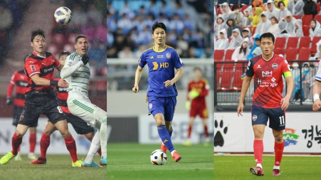 Pohang, Ulsan, Gimcheon (từ trái sang) là 3 đội bóng dẫn đầu K-League sau vòng 11