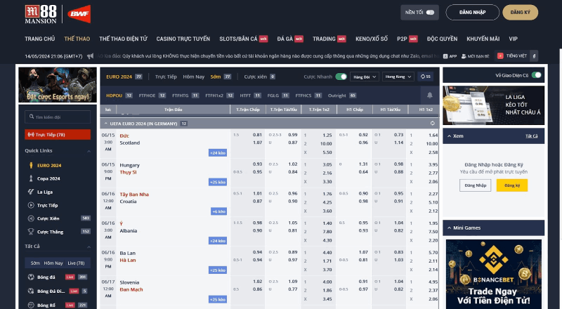 bảng cược Euro 2024