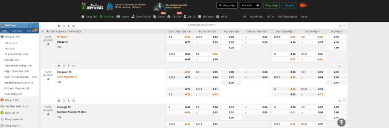 bảng kèo cược K League tại JBO