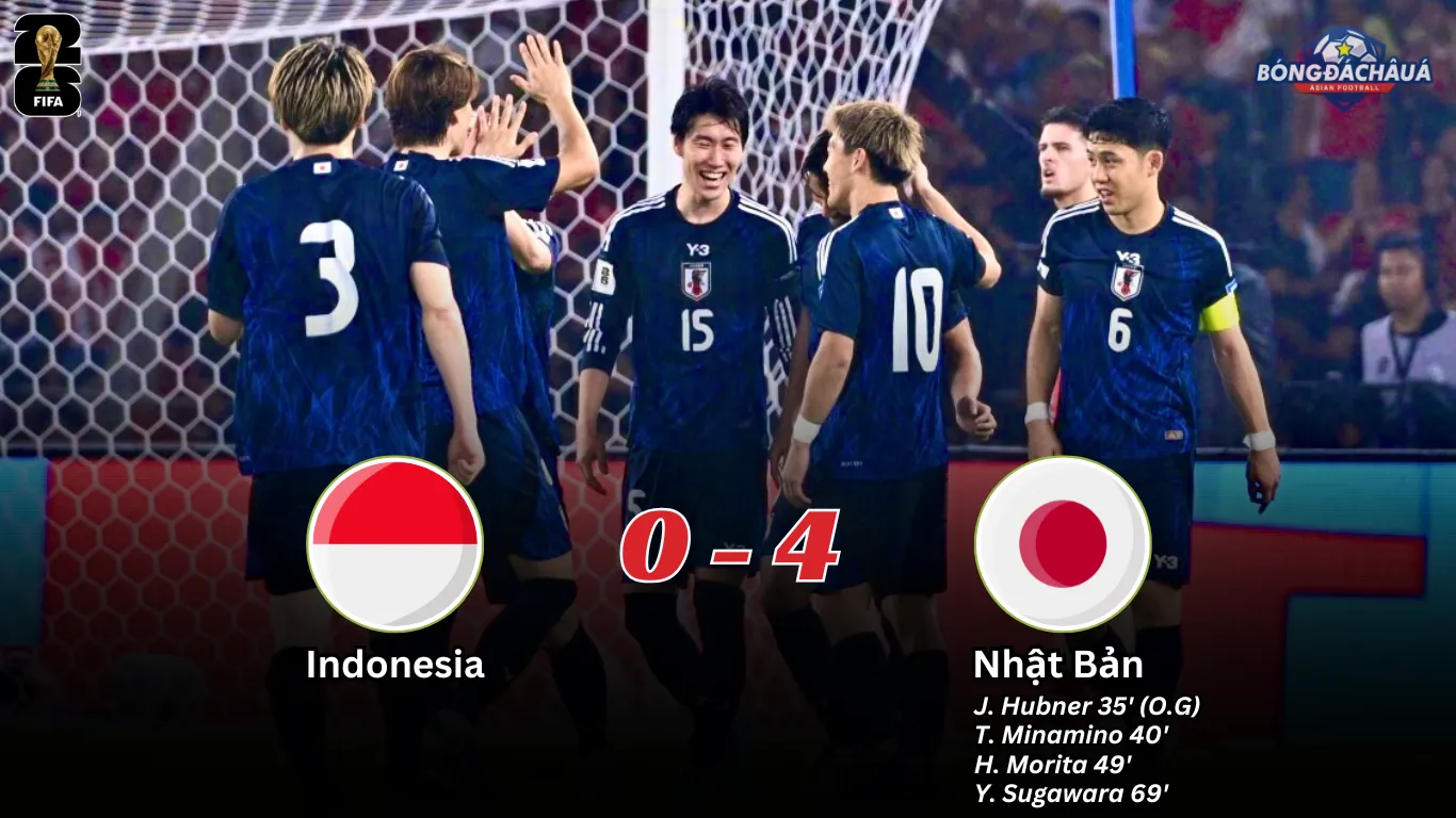 Kết Quả Lượt Trận Thứ 5 Bảng C Vòng Loại Thứ 3 World Cup 2026 Khu Vực Châu Á: Indonesia 0-4 Nhật Bản
