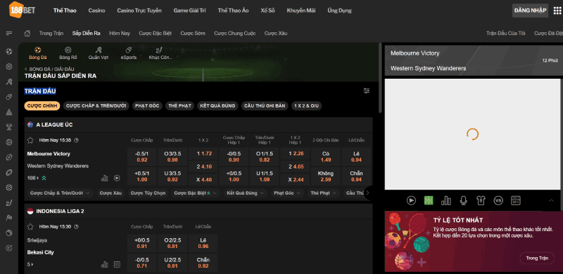 bảng cá cược tại 188BET thể thao
