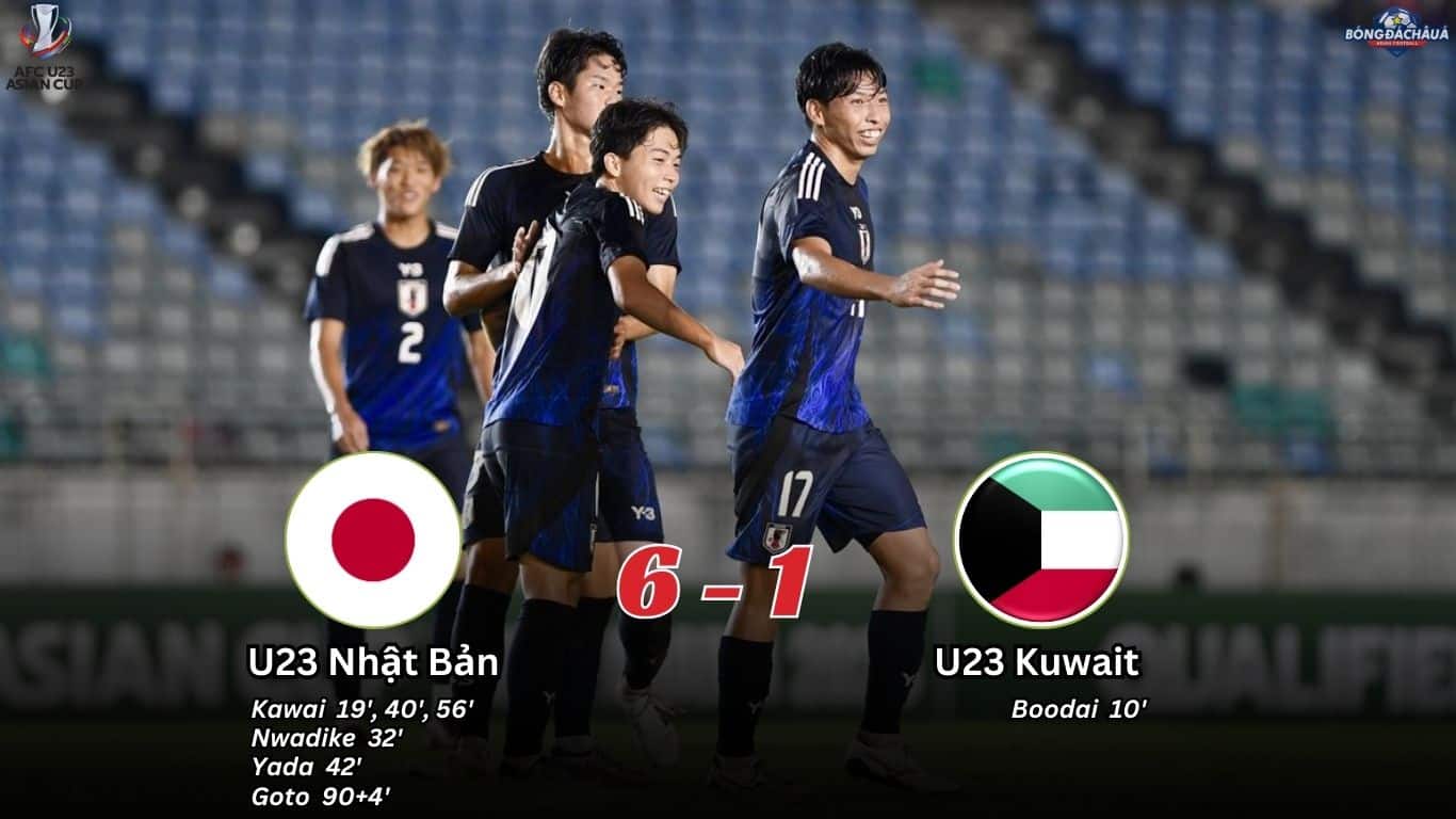 Kết Quả Lượt Trận Thứ Ba Bảng B Vòng Loại U23 Asian Cup 2026 Nhật Bản 6-1 Kuwait