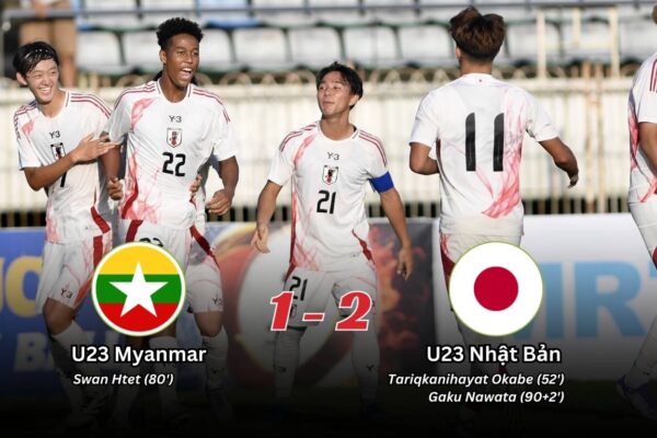 Kết Quả Lượt Trận Thứ Hai Bảng B Vòng Loại U23 Asian Cup 2026: Myanmar 1-2 Nhật Bản