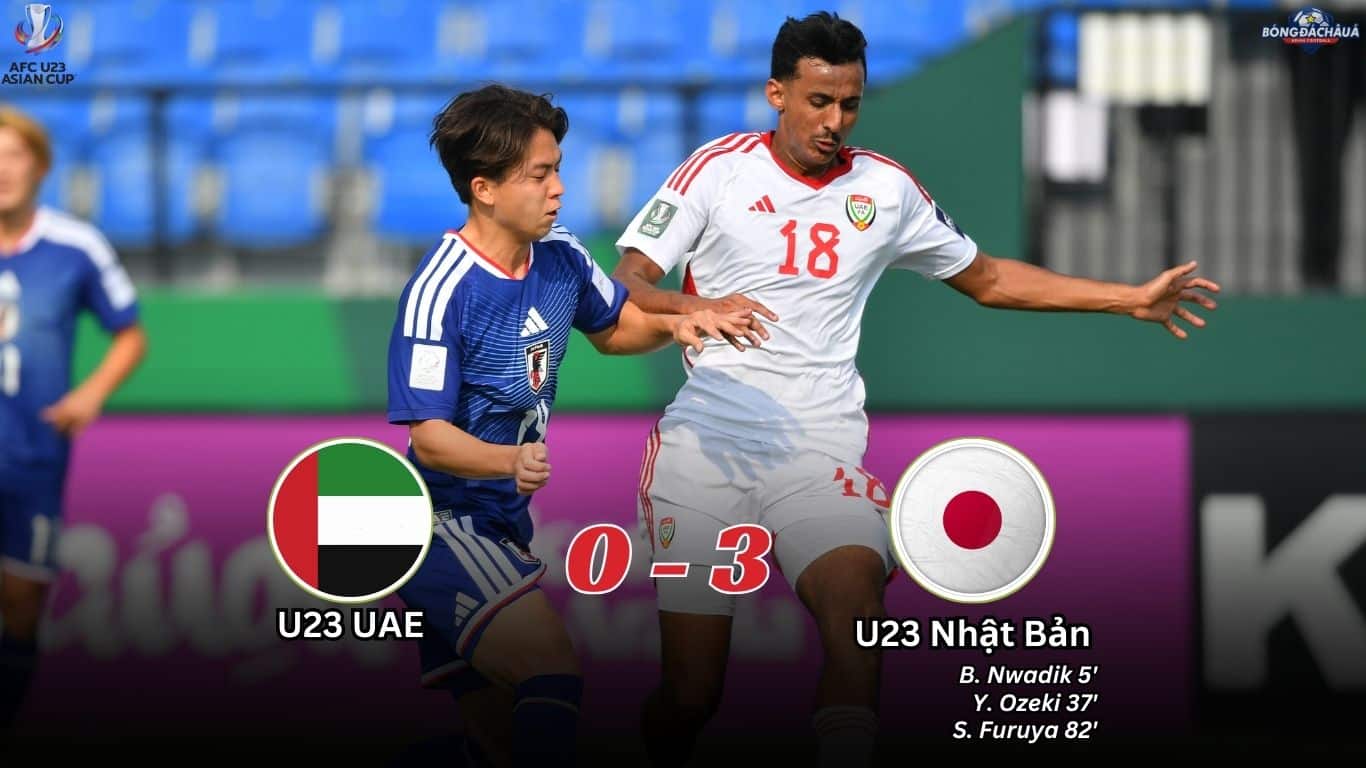 Kết Quả Vòng Bảng Asian Cup 2026 U23 UAE 0-3 U23 Nhật Bản