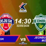 Jeju SK đối đầu Jeonbuk Hyundai Motors, 14h30 ngày 02052026